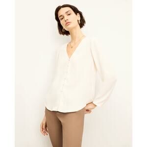 MM Lafleur Bobbie Button V Neck Blouse Sz Small